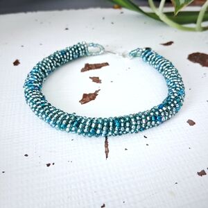 Beaded Rope Bracelet, Seed Bead Jewelry, 8.5"